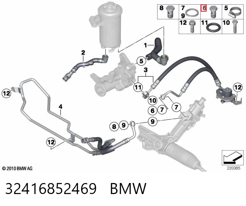 32416852469 BMW Perno de tubo de alimentación de aceite de turbocompresor