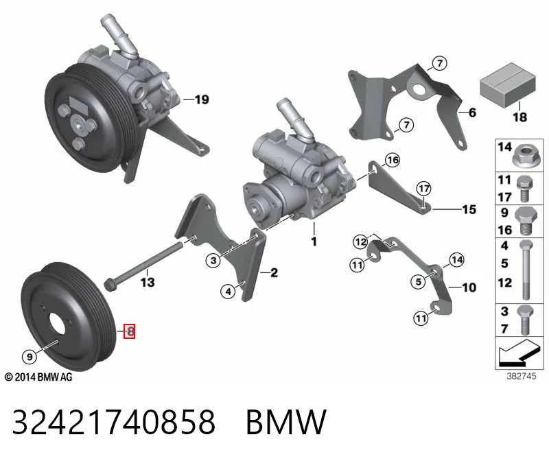 32421740858 BMW Polea de bomba de la dirección asistida
