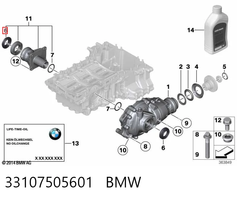 33107505601 BMW Retén del diferencial del eje delantero