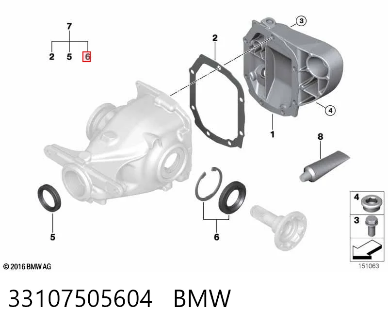 33107505604 BMW Retén del diferencial del eje trasero