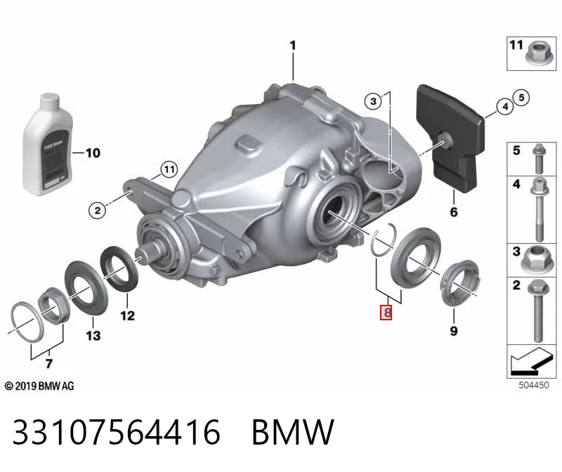 33107564416 BMW Retén del diferencial del eje trasero