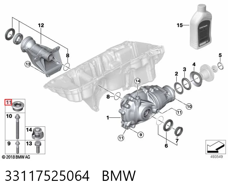 33117525064 BMW Tapón de llenado del eje trasero/delantero