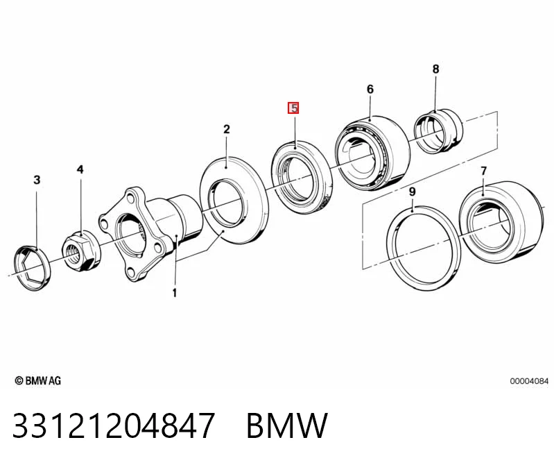 Retén del piñón del diferencial trasero 33121204847 BMW