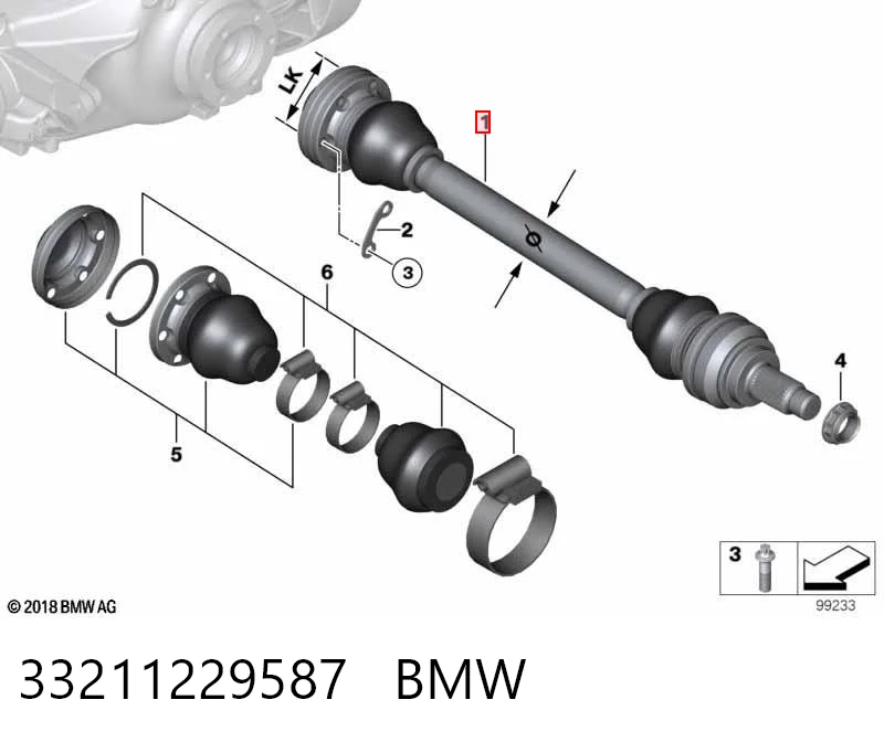 33211229587 BMW Semieje trasero izquierdo