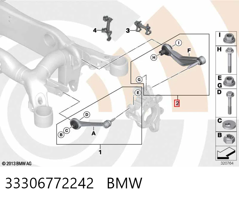 33306772242 BMW Brazo superior derecho de la suspensión trasera