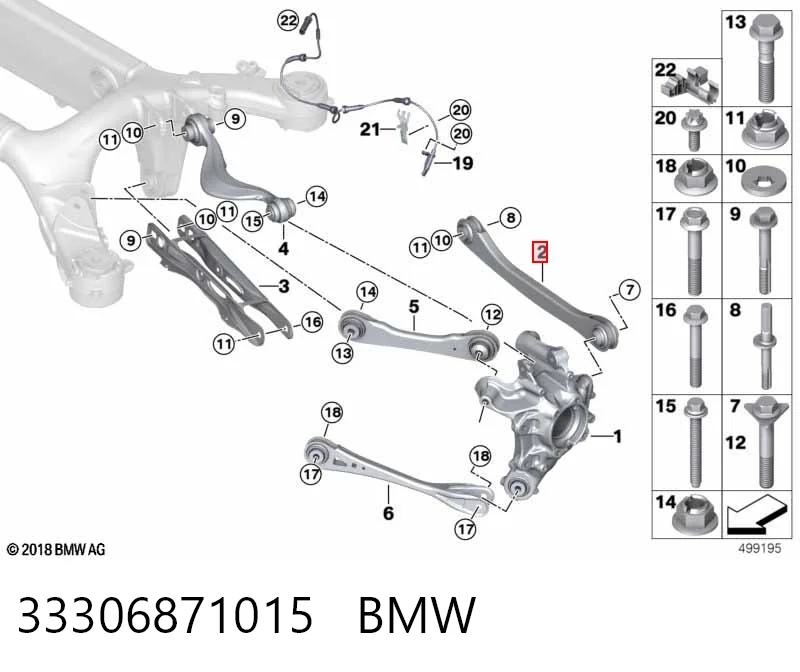33306871015 BMW Brazo transversal izquierdo de suspensión trasera