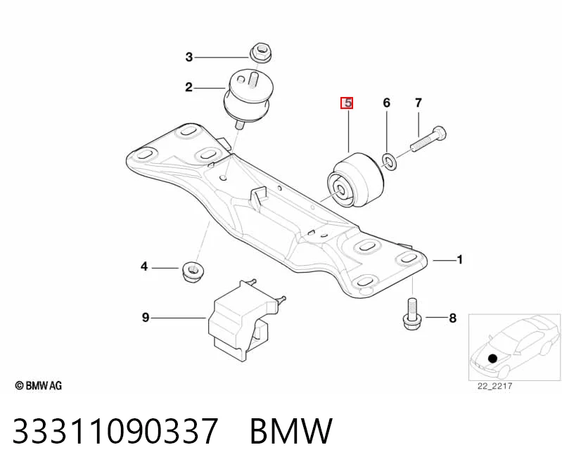 Buje de la viga trasera 33311090337 BMW