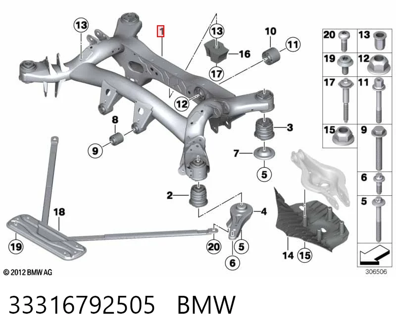 Comprar Subchasis trasero soporte motor BMW 1 F21 a bajo precio