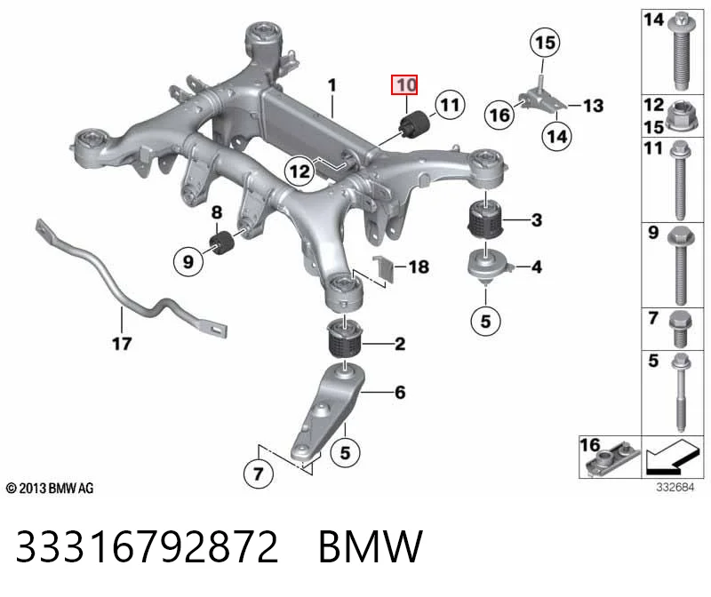 33316792872 BMW Silentblock del puente trasero
