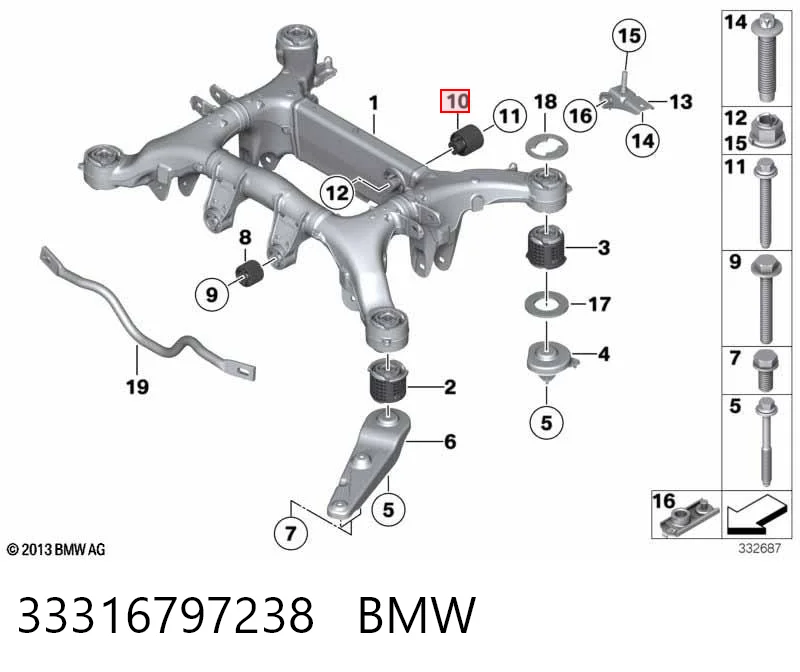 33316797238 BMW Silentblock del puente trasero