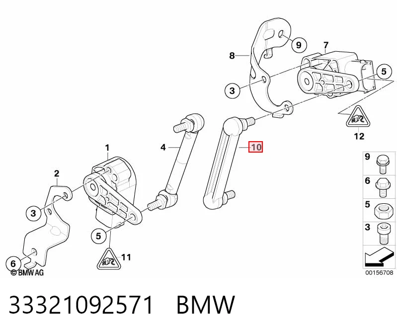 Barra trasera del sensor de nivel de carrocería 33321092571 BMW