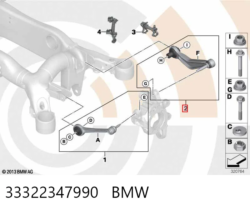33322347990 BMW Brazo superior derecho de la suspensión trasera
