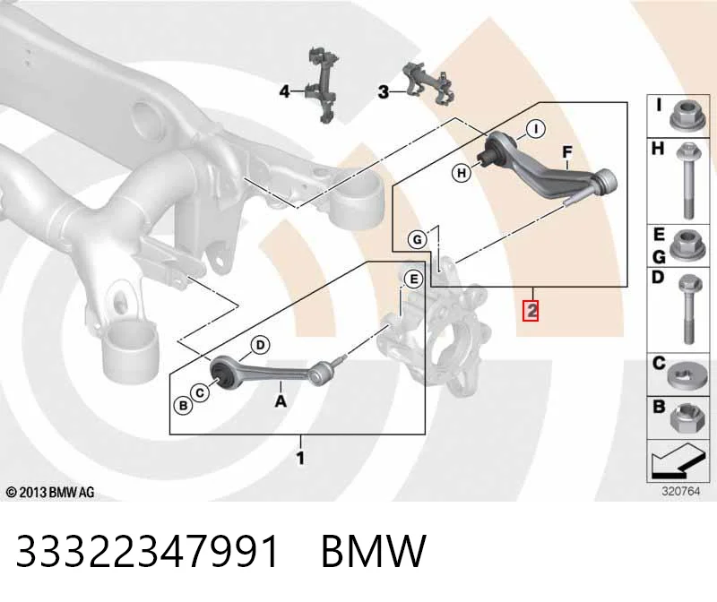 33322347991 BMW Brazo superior izquierdo de la suspensión trasera