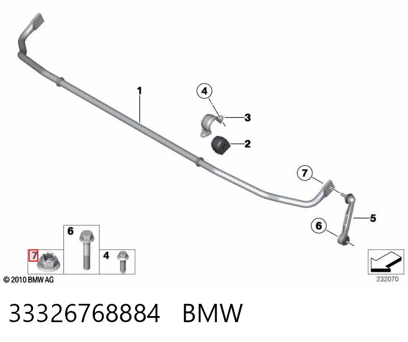 33326768884 BMW Tuerca de la bieleta estabilizadora delantera