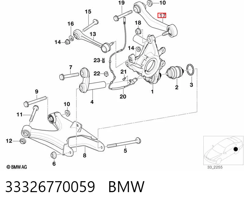 33326770059 BMW Brazo superior izquierdo de la suspensión trasera