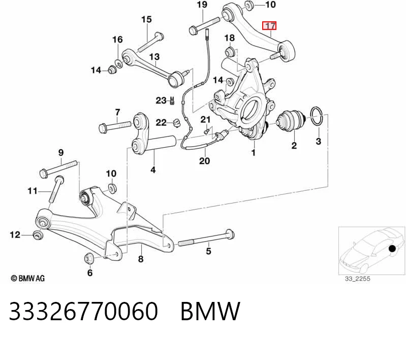 33326770060 BMW Brazo superior derecho de la suspensión trasera