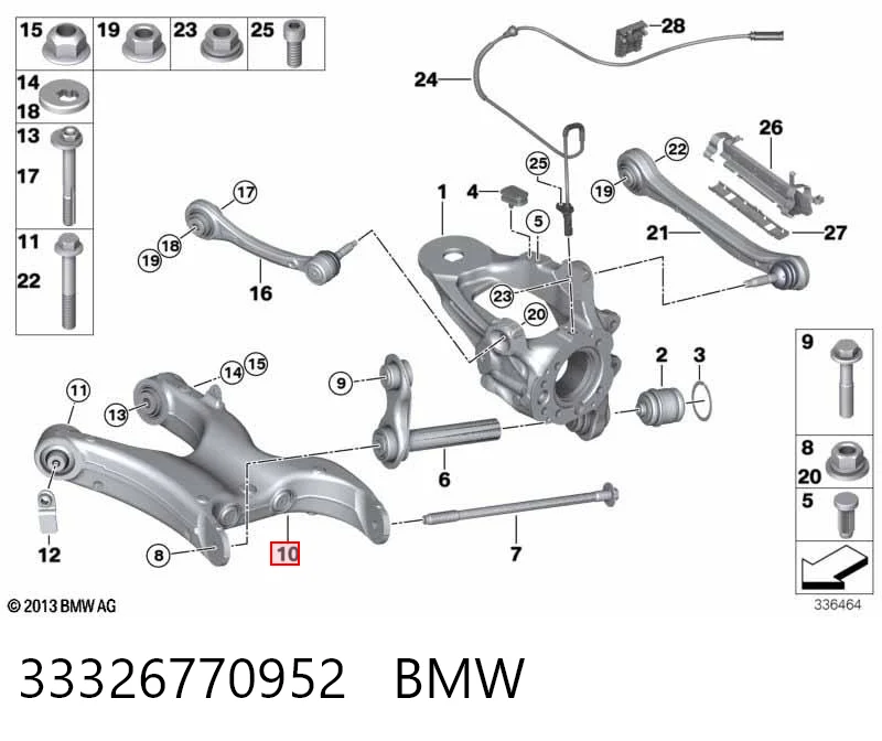 33326770952 BMW Brazo inferior derecho de la suspensión trasera