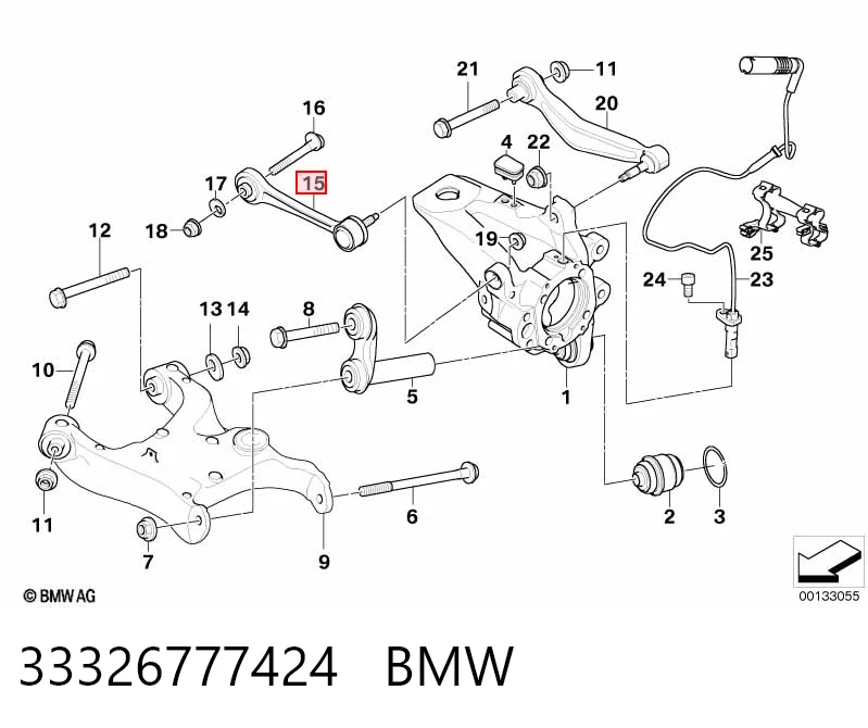 33326777424 BMW Brazo superior de suspensión trasera izquierdo/derecho