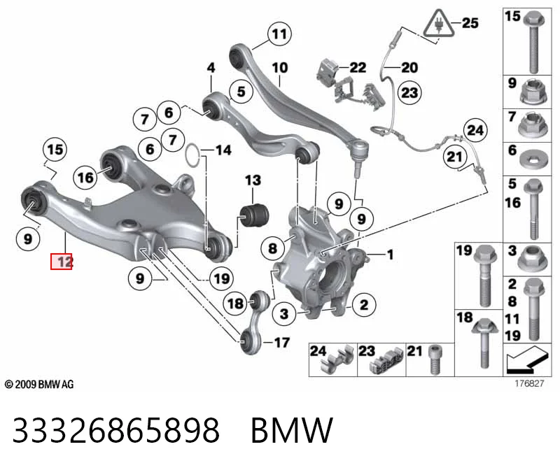 33326865898 BMW Brazo inferior derecho de la suspensión trasera