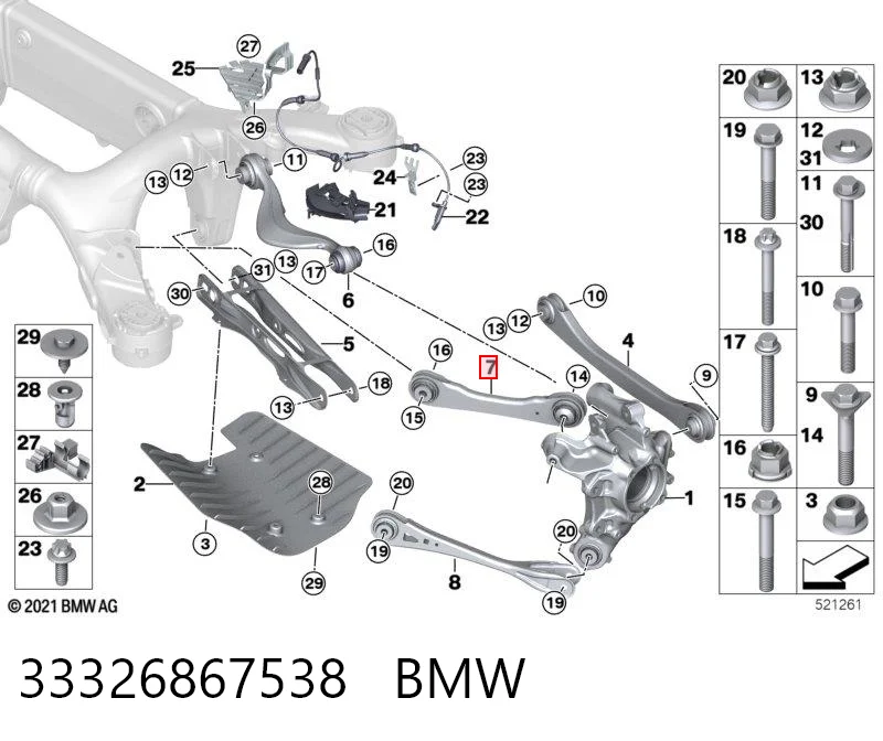 33326867538 BMW Brazo superior derecho de la suspensión trasera