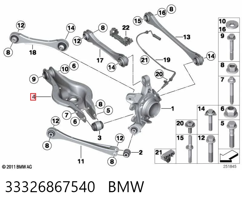33326867540 BMW Brazo inferior trasero izquierdo/derecho