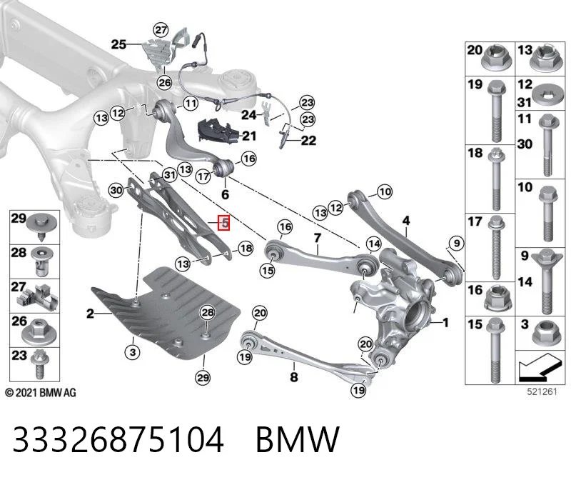 33326875104 BMW Brazo transversal de suspensión trasera