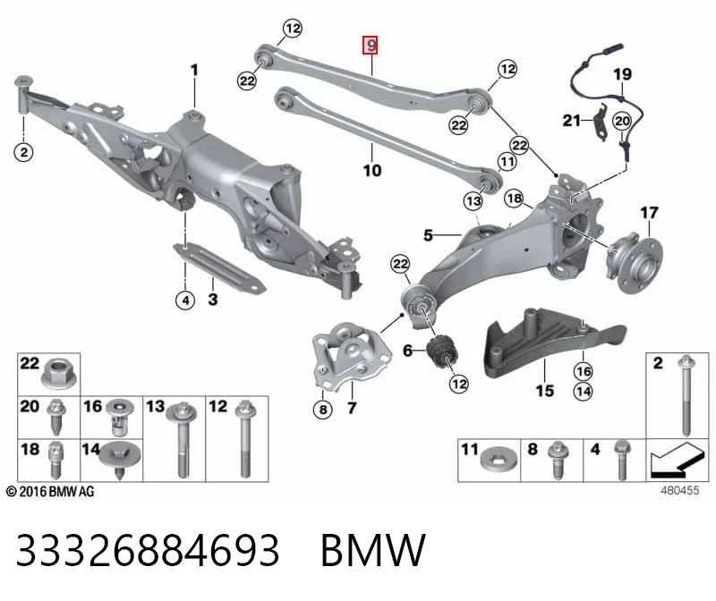 33326884693 BMW Brazo transversal de suspensión trasera