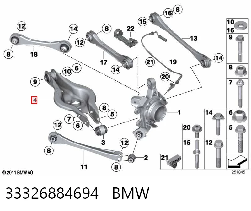 33326884694 BMW Brazo inferior trasero izquierdo/derecho