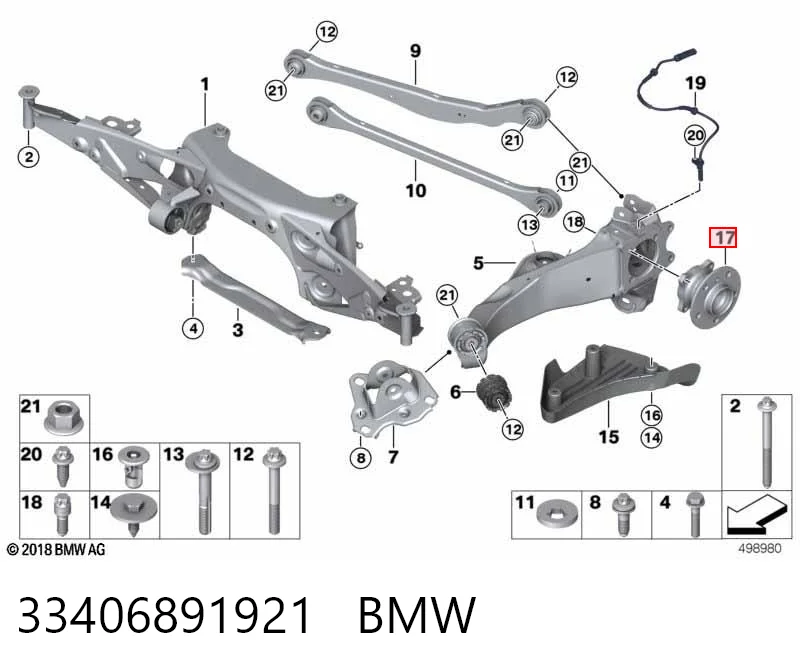 33406891921 BMW Buje de rueda trasero