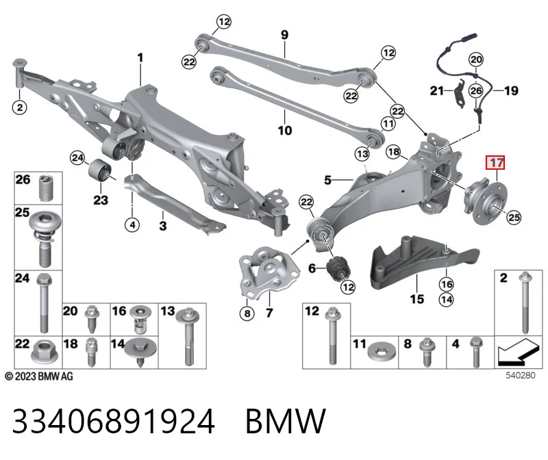 33406891924 BMW Buje de rueda trasero