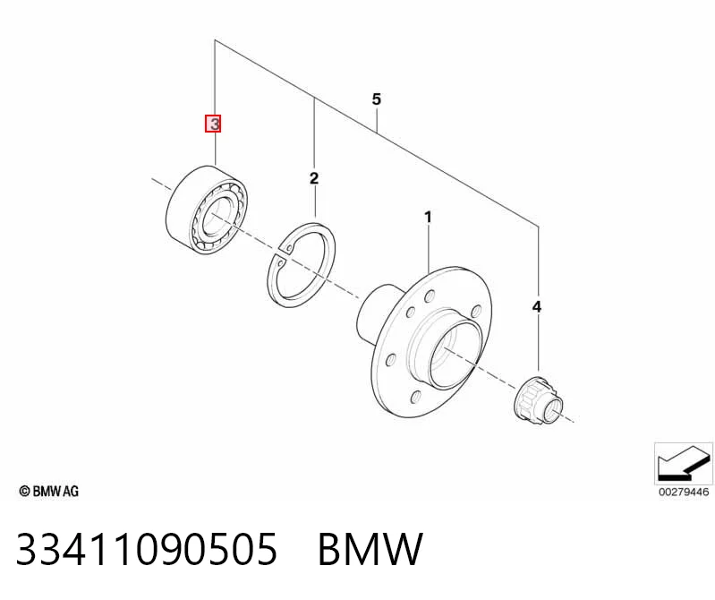 33411090505 BMW Cojinete de cubo delantero/trasero