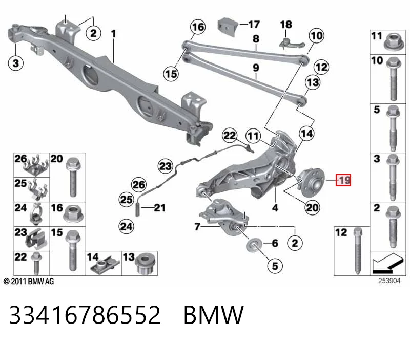 33416786552 BMW Buje de rueda trasero