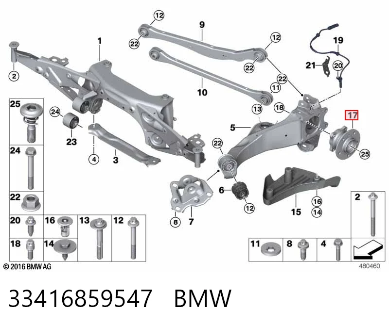 33416859547 BMW Buje de rueda trasero