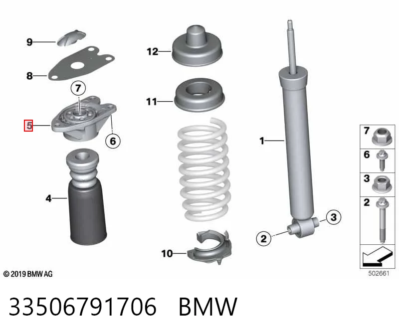 33506791706 BMW Soporte amortiguador trasero