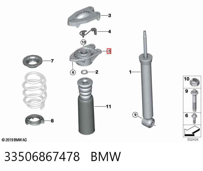 33506867478 BMW Soporte amortiguador trasero