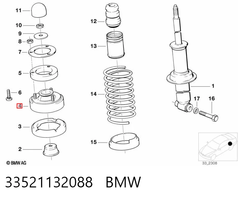 Soporte amortiguador trasero BMW 7  (1986-1994)
