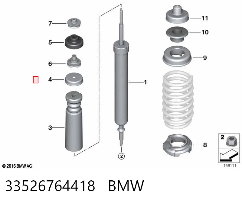 33526764418 BMW Plato superior metálico del resorte trasero