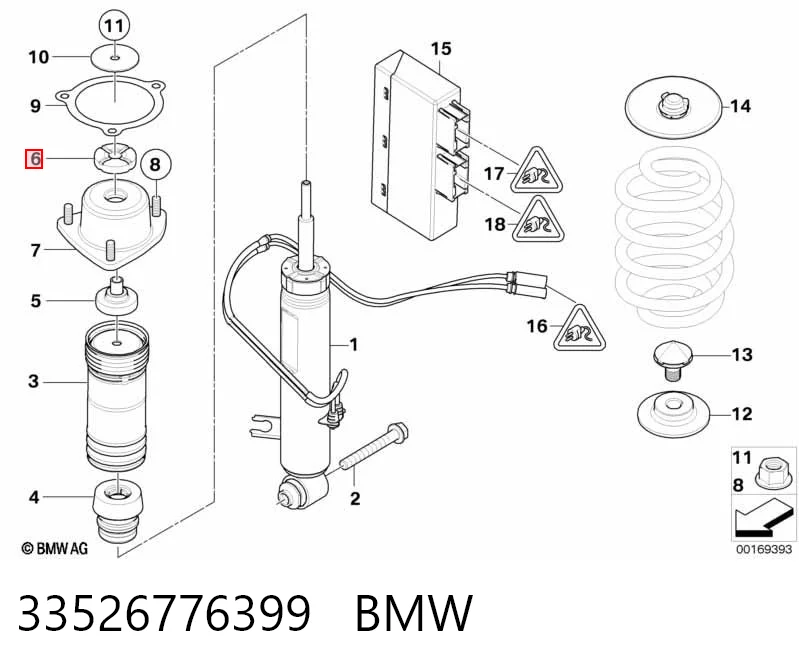 33526776399 BMW Rodamiento de soporte del amortiguador trasero