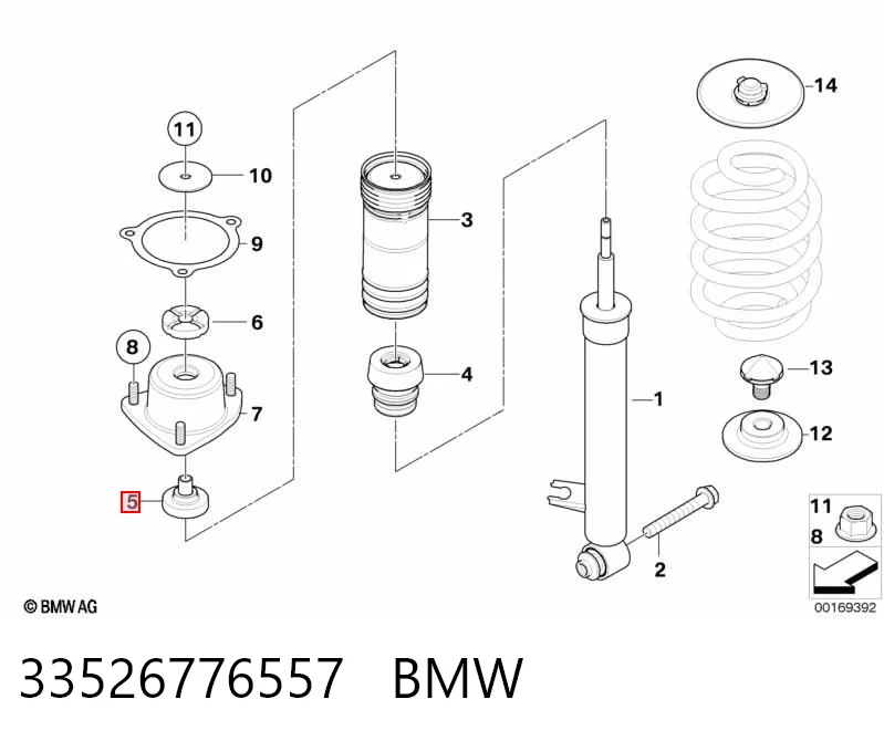 33526776557 BMW Rodamiento de soporte del amortiguador trasero