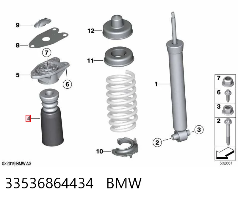 Tope de amortiguador trasero y guardapolvo para BMW 3 G20, G80, G28