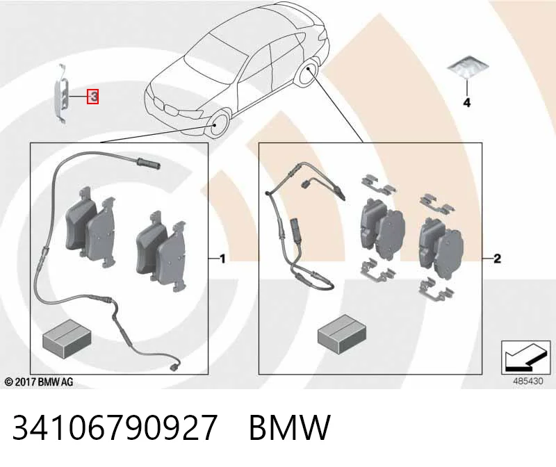 34106790927 BMW Juego de resortes de sujeción de pastillas de freno delanteras