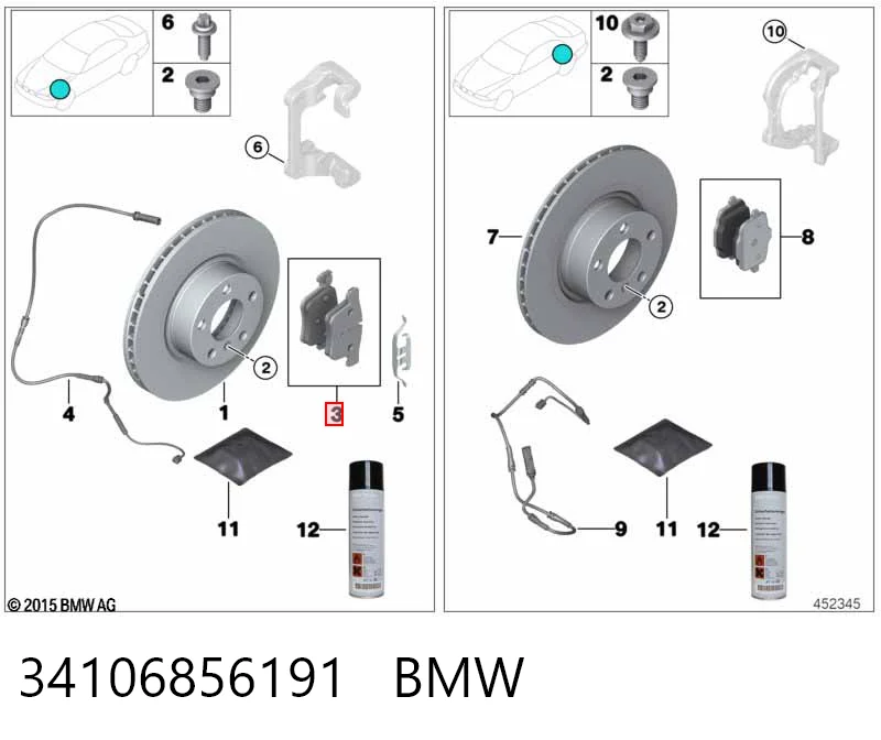 34106856191 BMW Pastillas delanteras