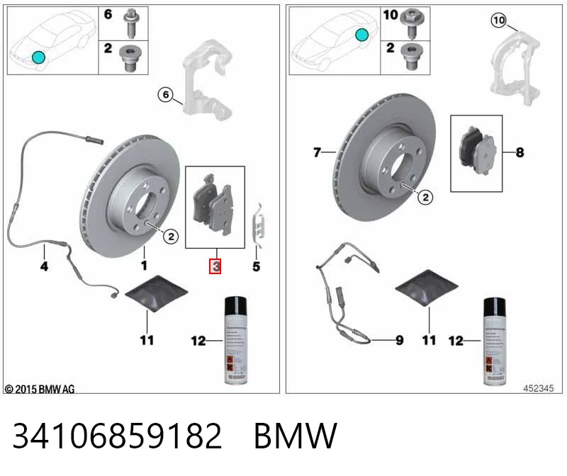Comprar Pastillas de freno delanteras de disco BMW X3  F25 a bajo precio