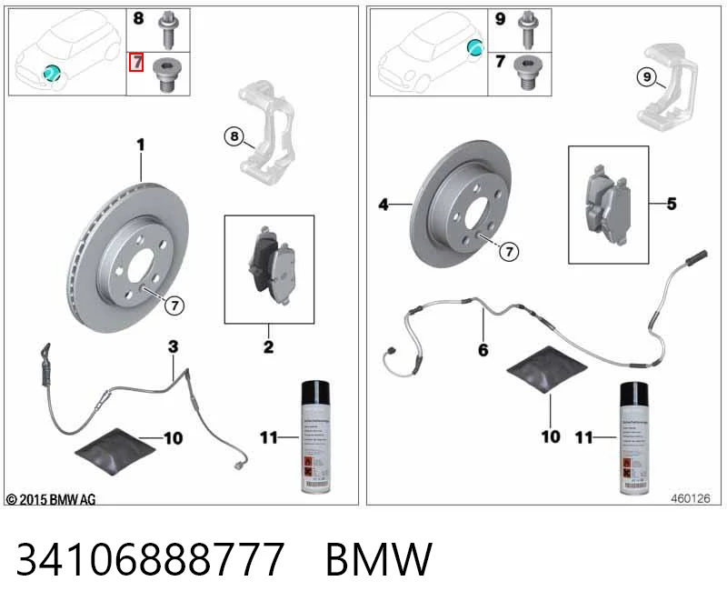34106888777 BMW Pastillas delanteras