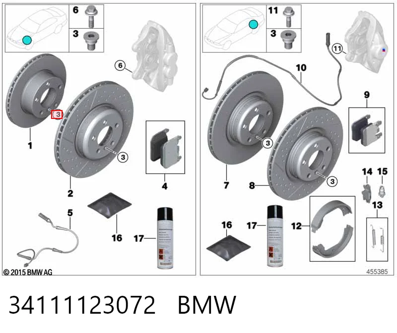 34111123072 BMW Tornillo de disco de freno
