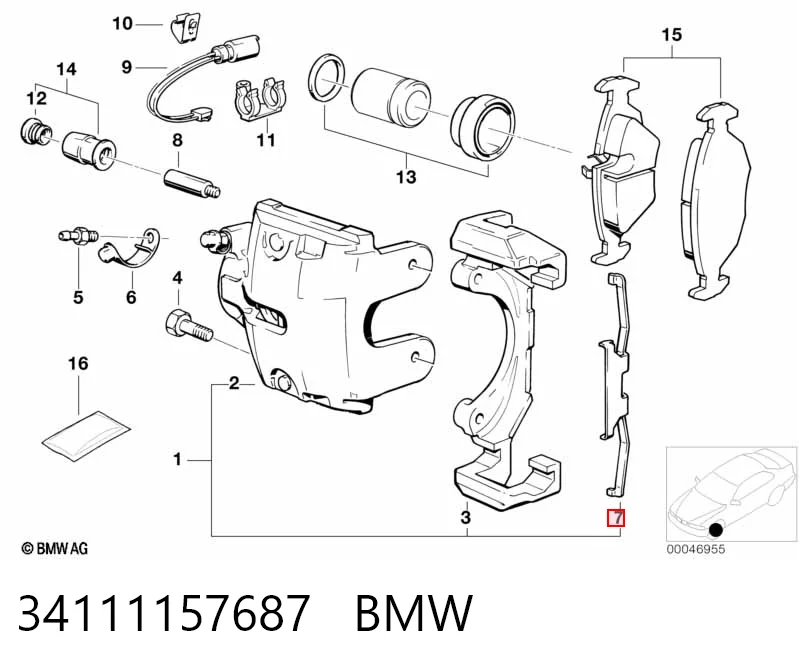 34111157687 BMW Juego de resortes de sujeción de pastillas de freno delanteras