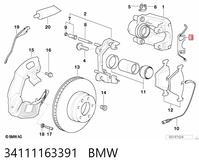 Comprar Juego de resortes de sujeción de pastillas de freno delanteras BMW 5  E39 a bajo precio