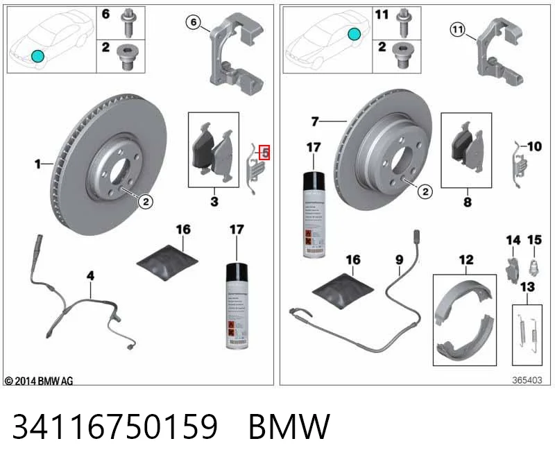 Comprar Juego de resortes de sujeción de pastillas de freno delanteras BMW 3  E46 a bajo precio