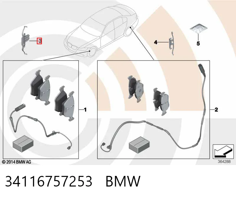 34116757253 BMW Juego de resortes de sujeción de pastillas de freno delanteras