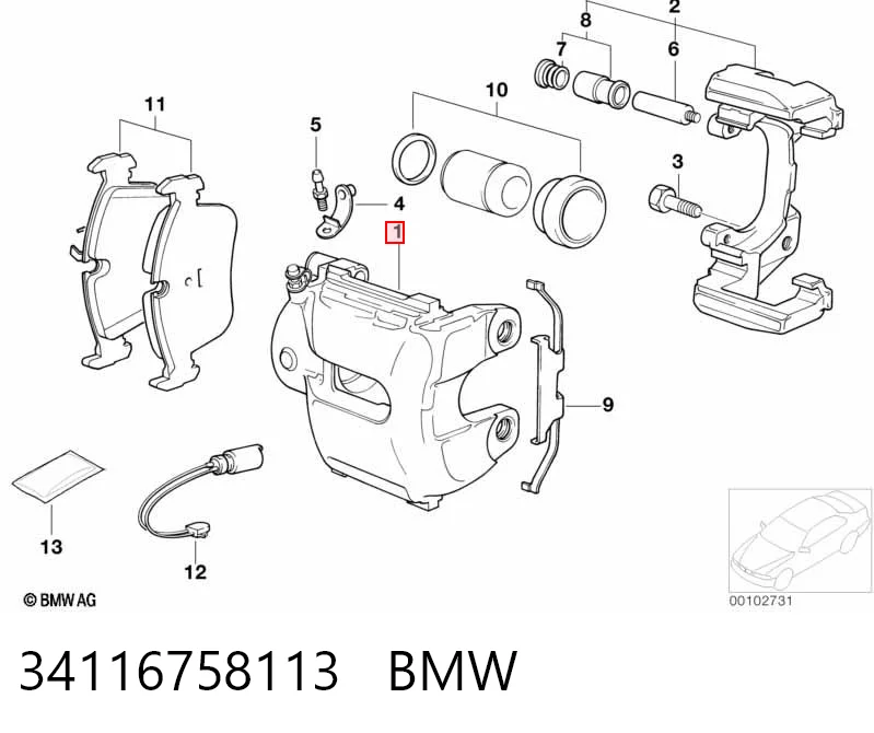 34116758113 BMW Pinza de freno delantera izquierda